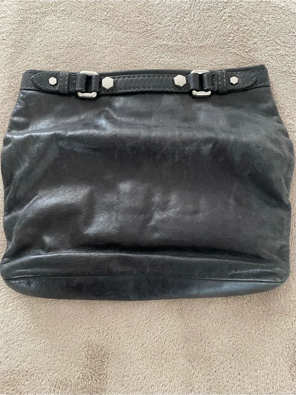 Marc by Marc Jacobs Black Leather Workwear Fold Over Clutch